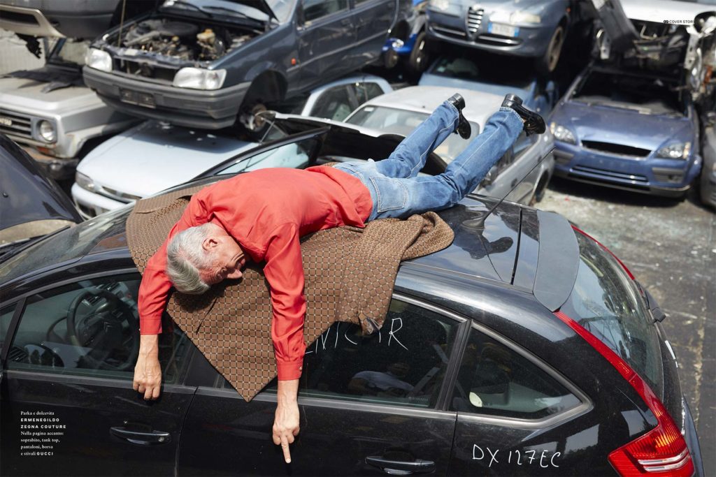 Gq Italia - photographer Daniel Riera - grooming Roman Gasser - Maurizio Cattelan