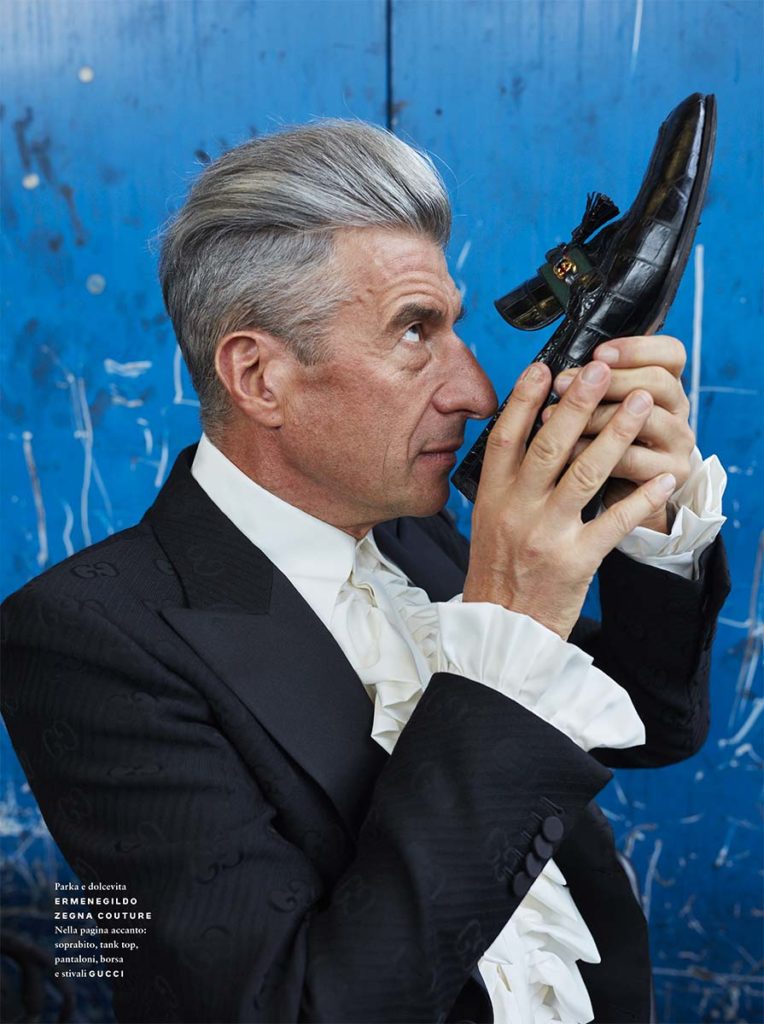 Gq Italia - photographer Daniel Riera - grooming Roman Gasser - Maurizio Cattelan