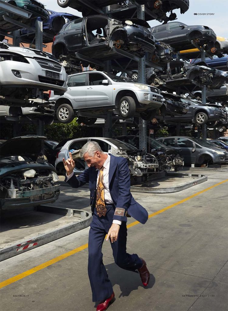 Gq Italia - photographer Daniel Riera - grooming Roman Gasser - Maurizio Cattelan